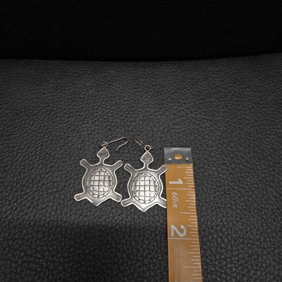 Vintage 925 Solid Sterling Silver Turtle Dangle E… - image 10