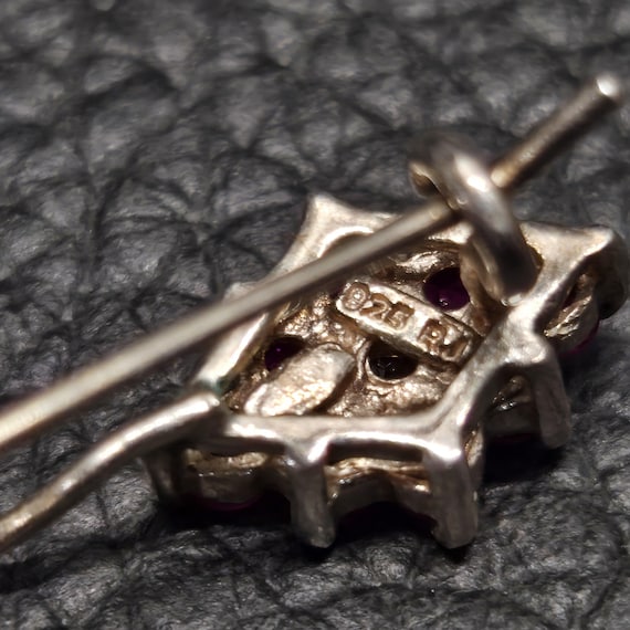 Vintage 925 Solid Sterling Silver Pink CZ Flower … - image 8