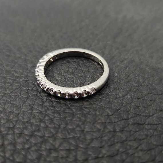 Vintage 925 Solid Sterling Silver Pave Set Half E… - image 1