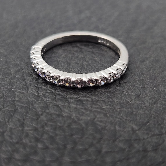 Vintage 925 Solid Sterling Silver Pave Set Half E… - image 2