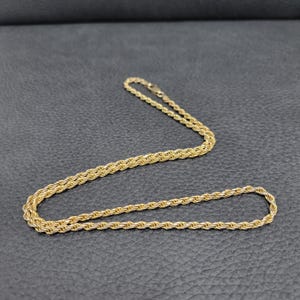 Vintage 925 Sterling Silver Gold Tone Single Twist Twisted Braided Rope Necklace 22&quot;