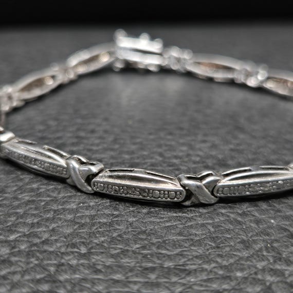 925 Solid Sterling Silver Rectangular Tennis Brac… - image 2