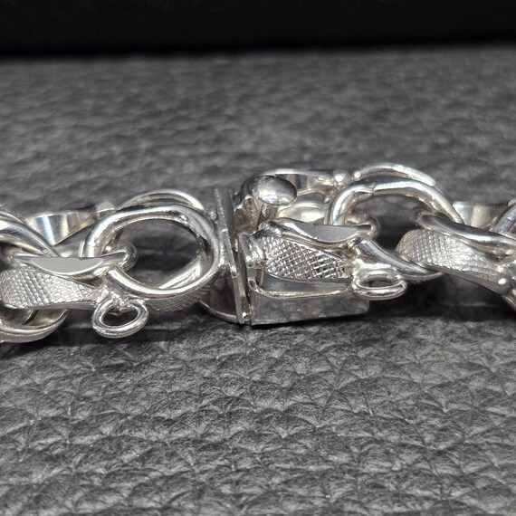 THICK 925 Solid Sterling Silver 6.5" Textured Bis… - image 4