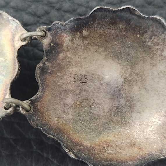 925 Solid Sterling Silver Round Turquoise Cabocho… - image 4