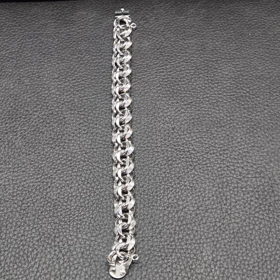 THICK 925 Solid Sterling Silver 6.5" Textured Bis… - image 7