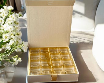 1 Handmade Chocolate Box with 16 Compartments for Wedding or Baby Shower Gifts