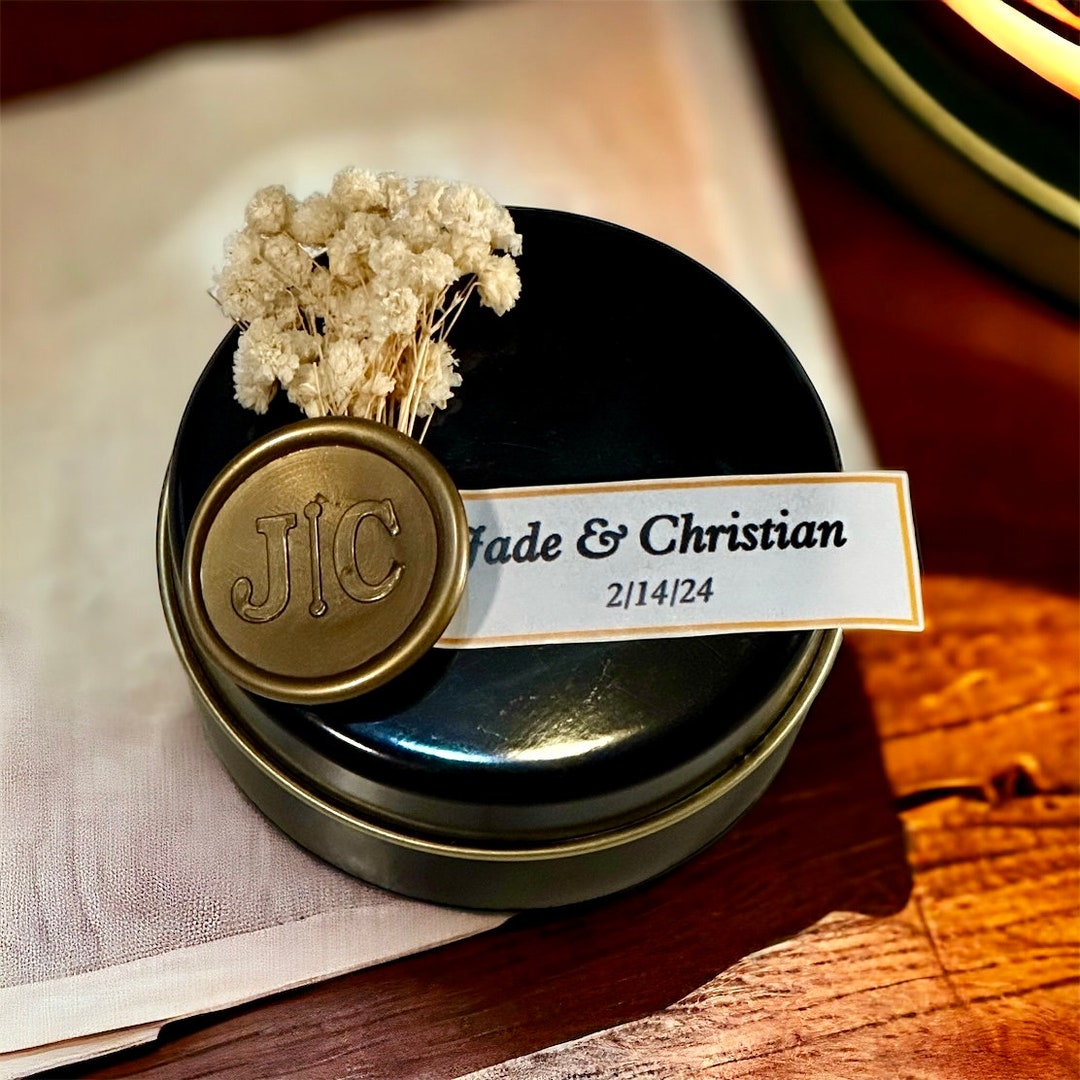 Custom Wedding Candle Favor in Personalized Tin for Romantic Gift Box ...
