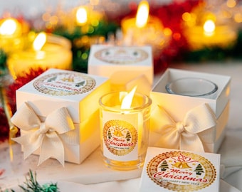 Handmade Christmas Candle Gift Box, Holiday Favor Decoration