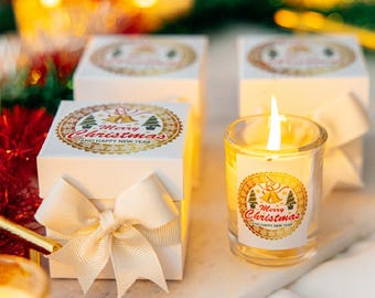 Handmade Christmas Candle Gift Box, Holiday Favor