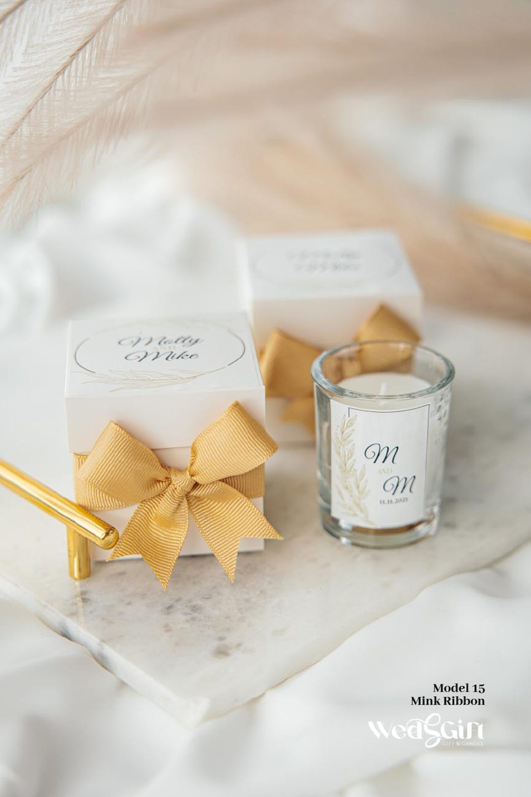 Elegant Personalized Wedding Candle Favor – Custom Engagement Gift Box ...