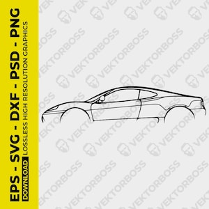 Ferrari 360 modena file, DXF, svg, psd, eps, png, Car Silhouette, Digital product for cutting plotter, laser cutter, engraving machine,