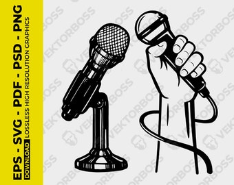 Micrófono SVG Micrófono SVG Micrófono de mano SVG Soporte Micrófono SVG PNG PSD PDF EPS