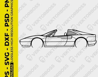 Ferrari 328 GTS SVG, silueta de coche, dxf, psd, eps, archivo digital