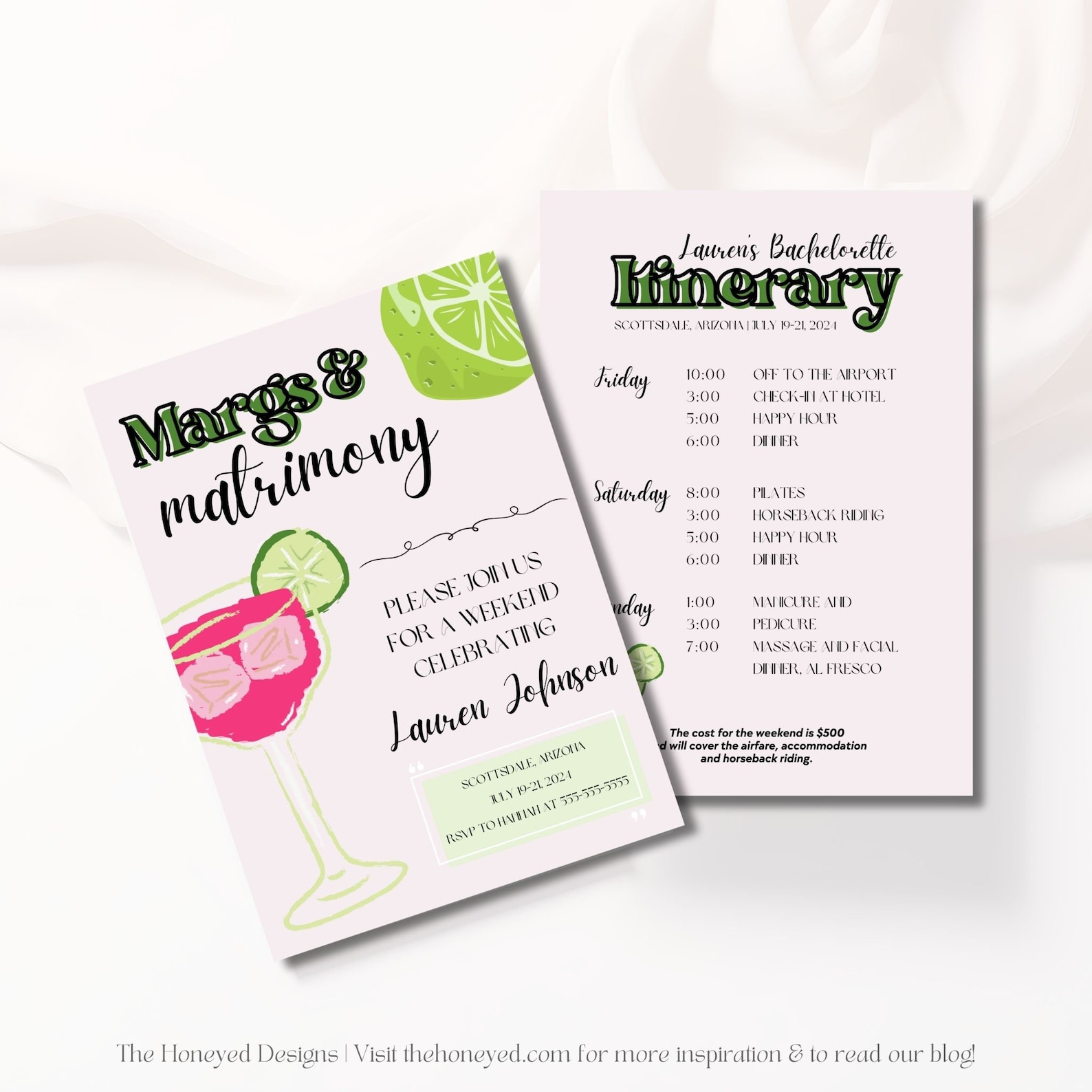 Bachelorette Itinerary Template | Margaritas and Matrimony Schedule ...