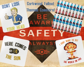 Fallout Coaster Set, 4-Piece Coaster Set, Fallout Theme Gifts, Game Room Decor