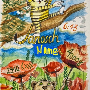 Persönliches Aquarell zur Geburt