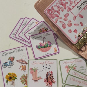 PDF Mini box stagione primaverile / 2 tracker con 10 mini card, gratta e vinci, dashboard e ricevuta IOU / Sfida stagionale / Sfida risparmio box