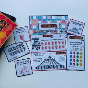 Extra spaaruitdaging Circus Box | Dashboard en 4 extra spaaruitdagingen en 3 minikaarten | Pdf-bestand