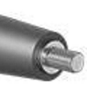 Puede incluir: Un pomo de metal negro con un extremo roscado. El pomo es cilíndrico y tiene una superficie lisa.