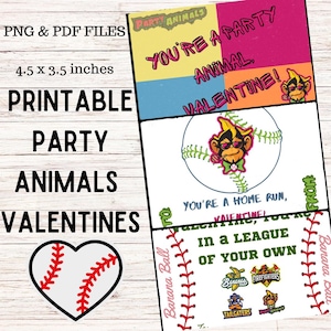 Ensemble de 5 images PNG et PDF à imprimer, boule banane, baseball, Saint-Valentin, école Saint-Valentin, Saint-Valentin pour la classe, étudiants