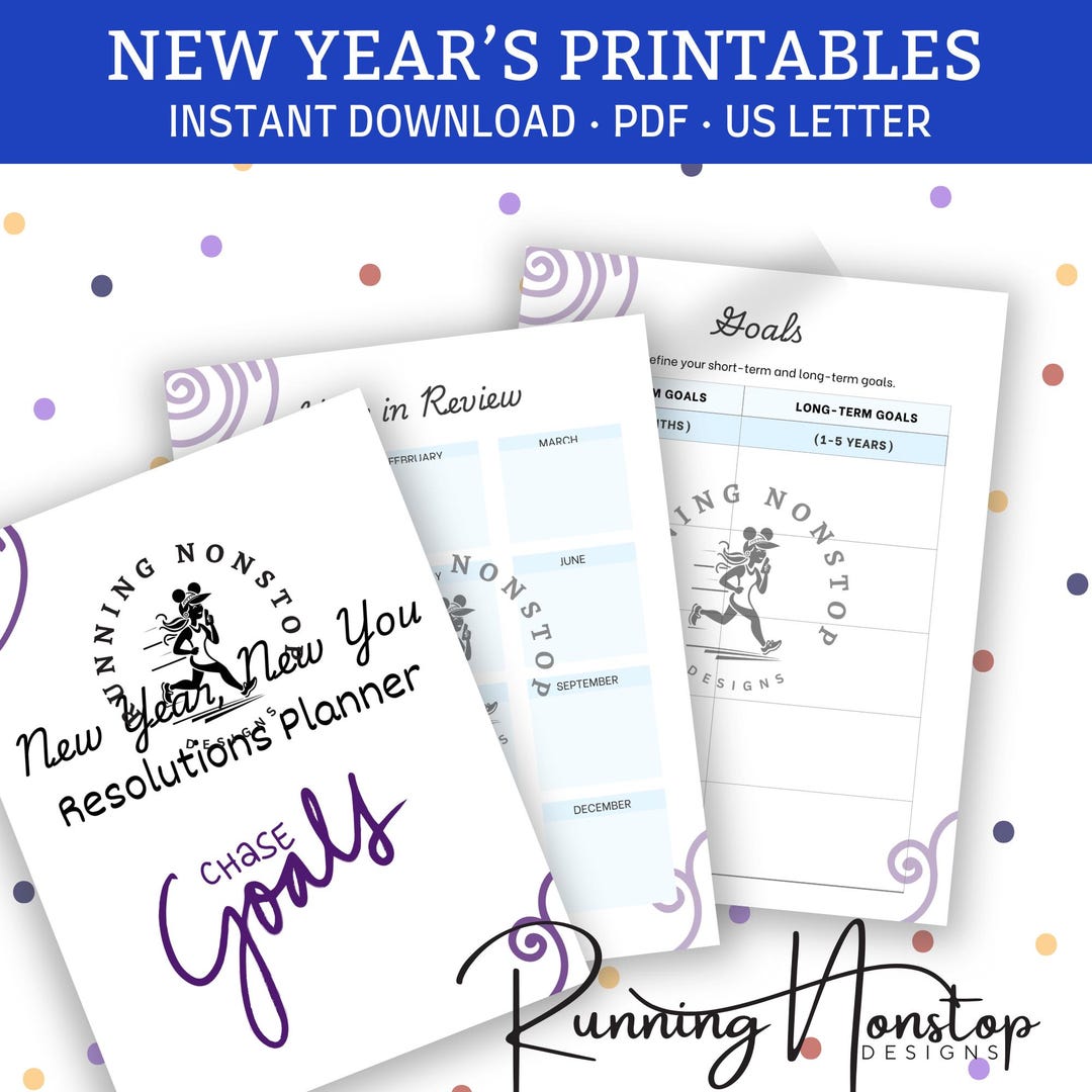 Printable New Year's Reflection and Resolutions Goals Journal Bundle ...