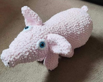 Pigsy, 23"x 15" Crocheted Pig Toy, Soft Toy, Pig, Toy, Cuddly Toy