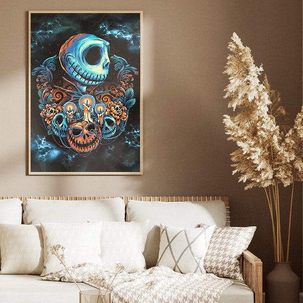 Digital Print of Jack Skellington from Nightmare Before Christmas | Psychedelic Poster from the Tim Burton Classic Film
