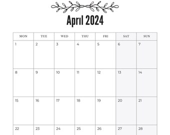 April Calendar 2024