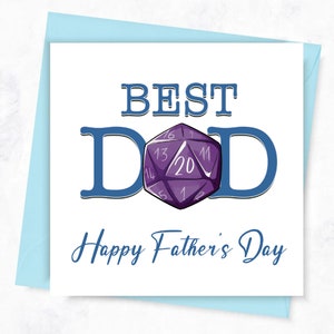Biglietto per la festa del papà RPG / Biglietto per la festa del papà Fantasy / Biglietto per la festa del papà / Biglietto per la festa del papà DND / Biglietto per la festa del papà con dadi a 20 facce / Biglietto per il miglior papà