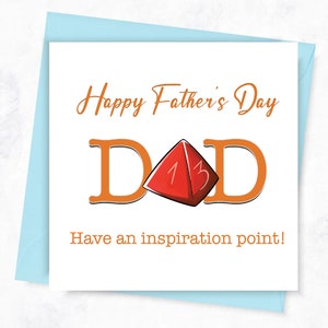 Inspiration Point Fathers Day Card | RPG Fathers Day Card | Fathers Day Card | DND Fathers Day Card | D4 Fathers Day Card