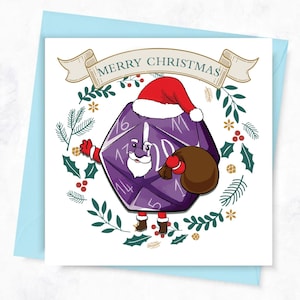 D20 kerstkranskaart | RPG-kerstkaart | Fantasiekerstkaart | Kerstkaart Niet storen | Niet storen kerstkaart dobbelstenen | Kerstkaart