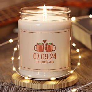 Personalized 7th Anniversary Candle Copper Anniversary Seventh Anniversary Gift for Wife Gift for Husband Anniversary Gift for Couple