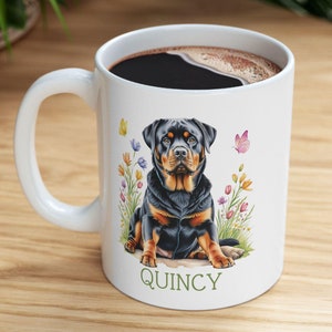 Personalized Rottweiler Mug, Rottweiler Gift, Rottie Gift, Gift for Dog Mom, Mom Birthday Gift, Coffee Lover, Dog Coffee Mug, Gift for Her