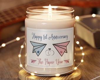1st Wedding Anniversary Candle First Paper Anniversary 1st Paper Wedding Anniversary Gift Traditional Husband Wife Couple Anniversary Gift