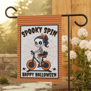 Spin Class Halloween Flag Cycling Halloween Flag Halloween Garden Decor Exercise Bike Class Spin Instructor Spin Class Funny Halloween Flag