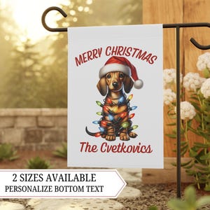 Dachshund Garden Flag, Personalized Dachshund Flag, Dachshund Christmas Flag, Doxen Christmas Gift, Doxie Lover Decor, Weiner Dog Gifts