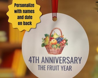 Personalized Fourth Anniversary Ornament, Fruit Anniversary Gift, Fourth Wedding Anniversary, Gift for Husband, Gift for Wife, Couple Gift