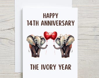 Funny 14th Anniversary Card for Husband Wife, 14 Year Anniversary
