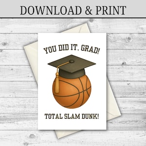 DIGITALER DOWNLOAD Basketball-Abschlusskarte, Sport-Abschlusskarte, Basketballspielerkarte, Seniorennachtkarte, Karte für graduierte,