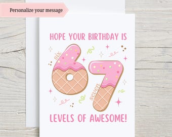 Six Seven Birthday Card, 6 - 7 Birthday Card, Kids Birthday Card, Birthday Card for Kid, Slang Birthday Card, Teen Birthday Card