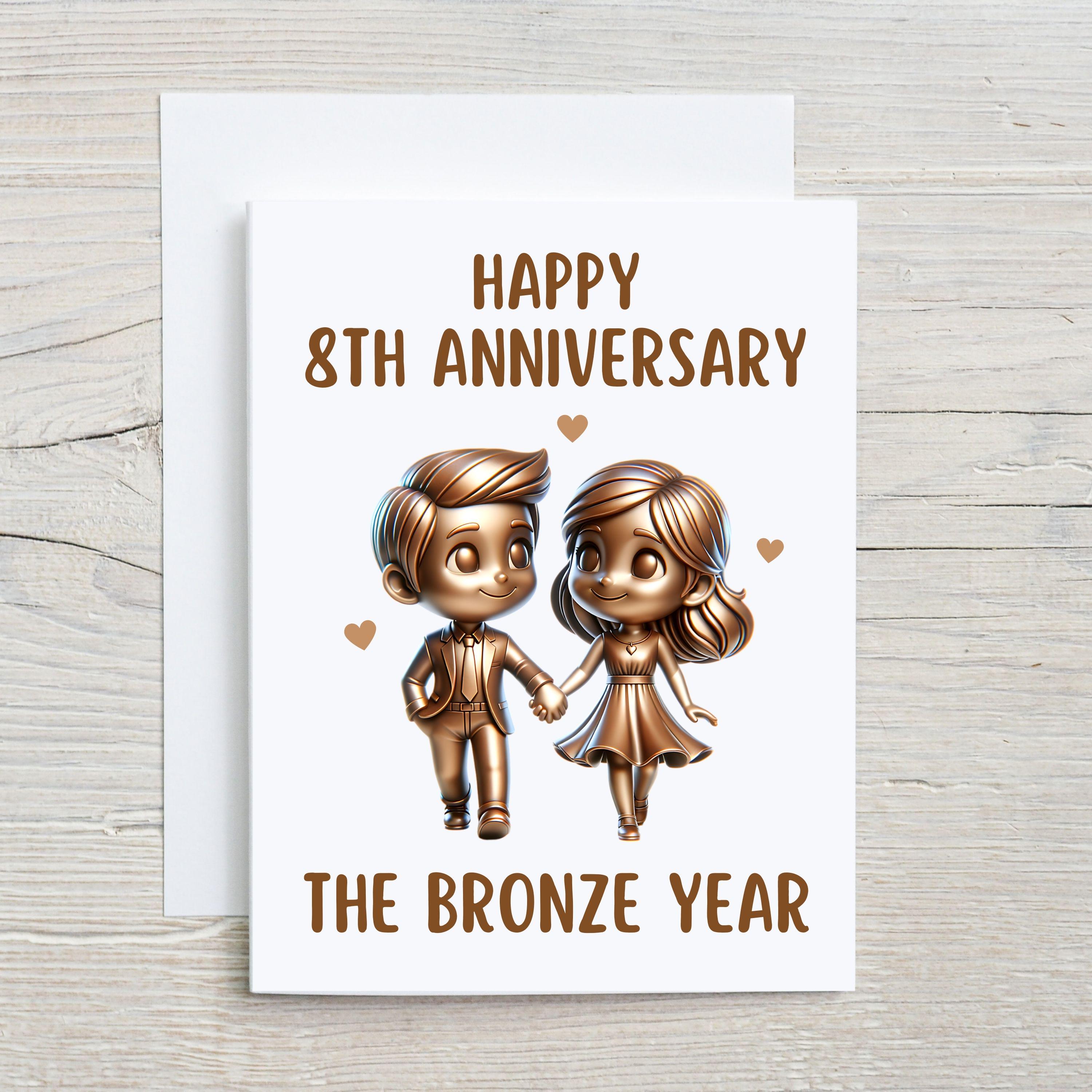 8th Anniversary Card Bronze Anniversary Card 8th Wedding Anniversary Card Gift For Couple Gift For Husband Gift for Wife 8 Years Married