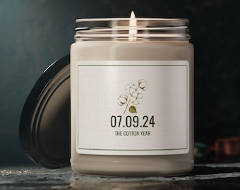 Personalized 2nd Anniversary Candle Cotton Anniversary 2nd Wedding Anniversary Gift for Husband Gift for Wife Gift for Couple Cotton Gift