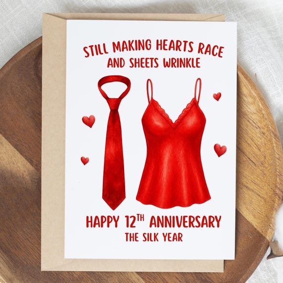 DIGITAL DOWNLOAD 12th Anniversary Card Silk Anniversary Card Gift