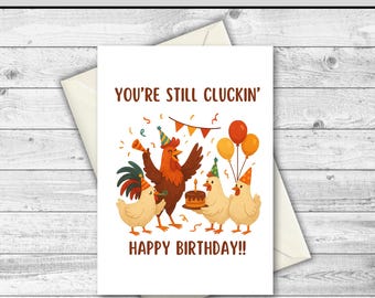 DIGITAL DOWNLOAD Chicken Birthday Card, Birthday Card for Chicken Lover, Farm Birthday Card, Chicken Celebration Card, Printable Birthday