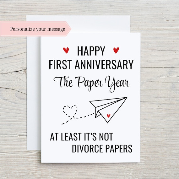 First Anniversary Card, Paper Anniversary Card, Funny Anniversary