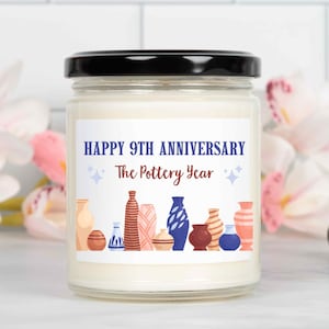 9th Anniversary Candle, Pottery Anniversary, Ninth Anniversary, Gift for Husband, Gift for Wife, Gift for Couple, 9 Years Married, Pottery