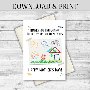 DESCARGA DIGITAL Tarjeta del Día de la Madre, Tarjeta Divertida del Día de la Madre, Tarjeta Sarcástica del Día de la Madre, Tarjeta para Mamá, Tarjeta de Agradecimiento Mamá, Ilustración Infantil