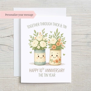 10th Anniversary Card, Tin Anniversary, Tenth Anniversary Card, 10th Anniversary, Gift For Wife, Gift For Husband, Card for Wife, Husband
