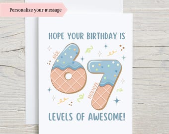 Six Seven Birthday Card, 6 - 7 Birthday Card, Kids Birthday Card, Birthday Card for Kid, Slang Birthday Card, Teen Birthday Card