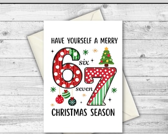 DOWNLOAD DIGITALE Biglietto di Natale Six Seven, 6-7 XMAS, regalo in gergo per adolescenti, Natale per adolescenti, biglietto in gergo per adolescenti, biglietto di Natale per bambini